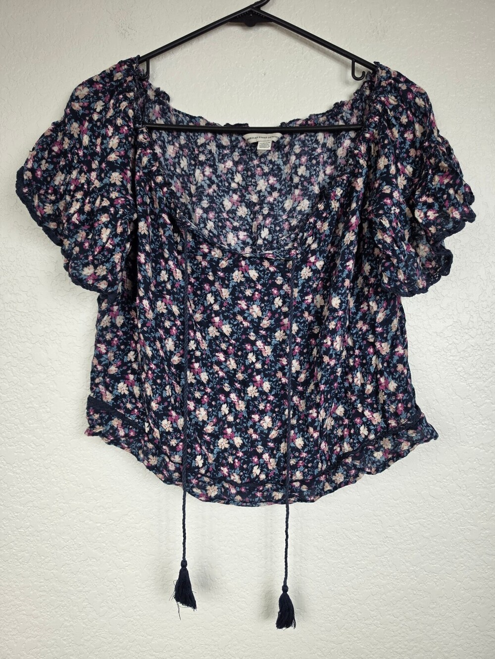 American Eagle Floral Puff Sleeve Top Small Y2K